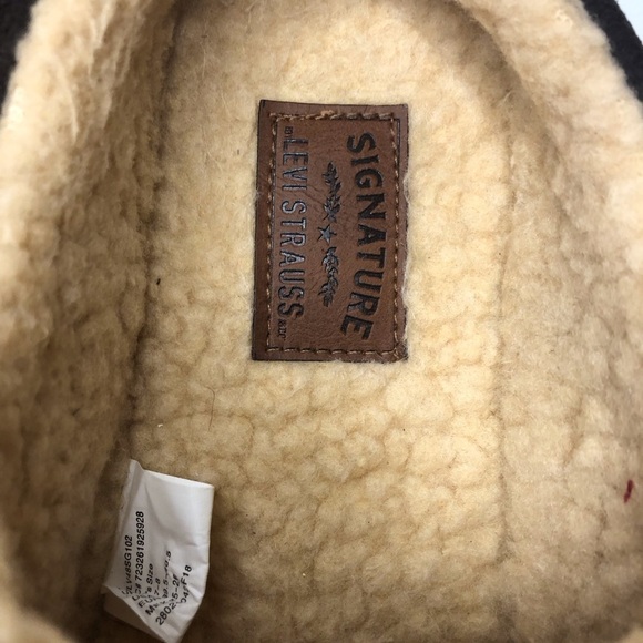 Signature by Levi Strauss Brown Men's 7/8 house slipper mules faux fur lined - Picture 3 of 6